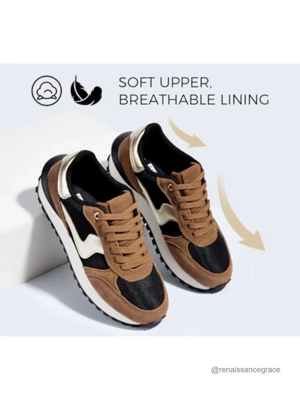 Women's Retro Platform Walking Sneakers with Memory Foam Insole